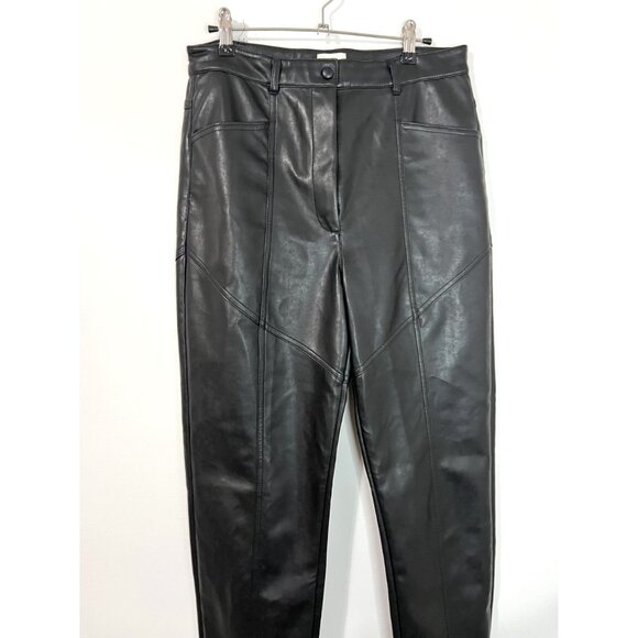 Aritzia Black Wilfred Rebel Vegan Faux Leather Pants Side Pockets Size 10 - Picture 2 of 9